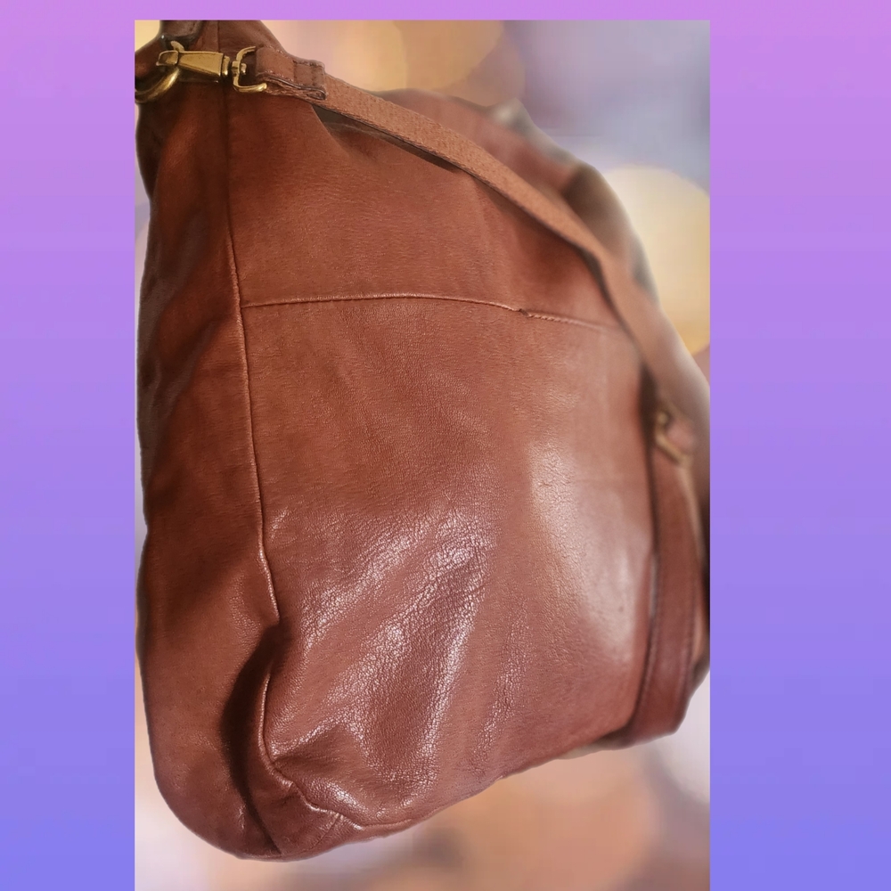 FOSSIL STYLISH CROSSBODY BROWN LEATHER HOBO SHOULDER BAG - Picture 4 of 10